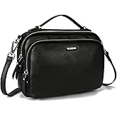 GLITZALL Multi Pockets Crossbody Bags for Women Small Top Handle Purse Satchel and Medium Pocketbooks | Fit A5 Notebook, Pad Mini, Soft Vegan Leather