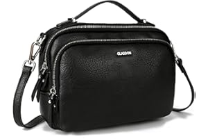 GLITZALL Medium Crossbody Bag for Women with Top Handle Multi Pockets Purse and Spring Shoulder Hand Bag Vegan Leather