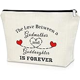 Godmother Goddaughter Cosmetic Bag - Makeup Bag for Her Birthday, Confirmation, Christmas & Thanksgiving Gifts - Travel Pouch