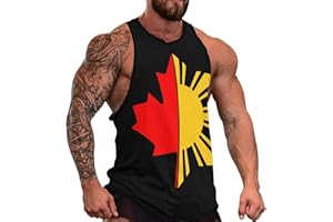 Filipino Canadian Flag Men's Tank Tops Sleeveless Workout Muscle T-Shirts Athletic Tops