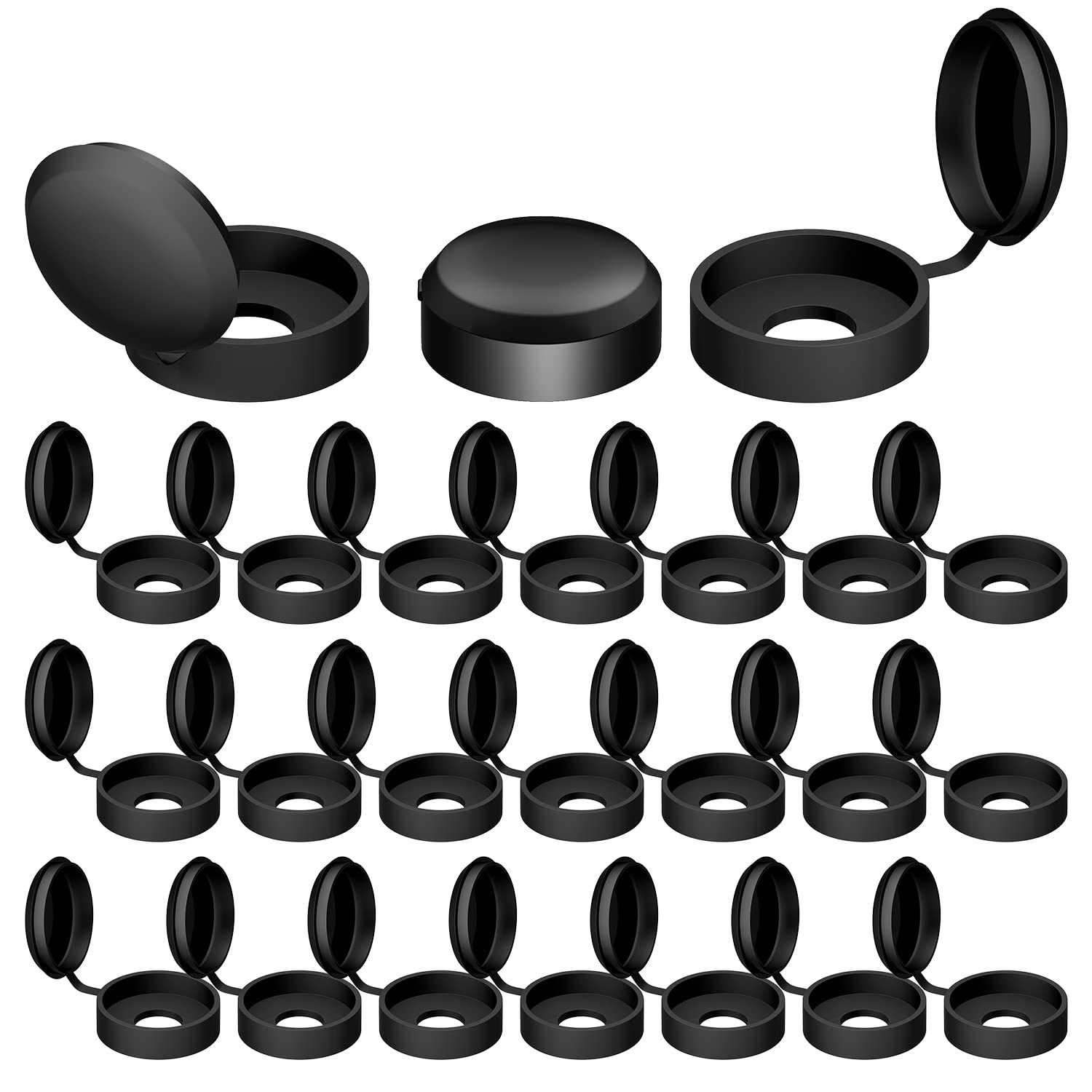 AIEX 100pcs Black Plastic Screw Caps, Hole Diameter 17mm (M)
