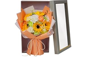 RIDDSEE Artificial Sunflower and Soap Rose Bouquet Gift, Autumn Inspired Long-Lasting Forever Flowers for Women, Girls, Mom, Preserved Floral Arrangement for Fall Home Decor and Special Occasions