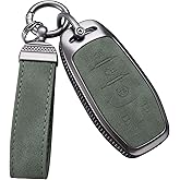 YO&YOYE Compatible with Ford Key Fob Cover with Keychain Leather Key Case Protector Fit for Ford Fusion Mustang F150 Edge Explorer Lincoln MKZ MKC MKX Smart Remote Key (Model2, Green)