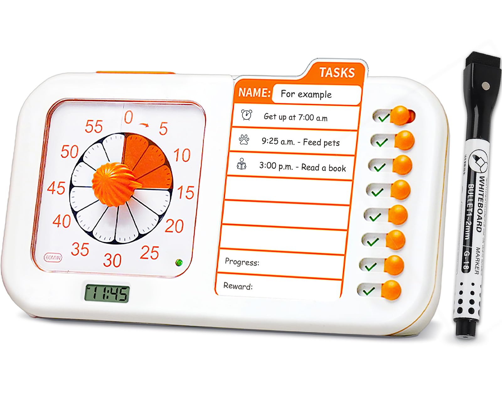 Photo 1 of 3 in 1 Visual ADHD Timer for Kids with Planning Board, Task Timer, Chore Chart & Visual Schedule Planner, Autism & ADHD Tools with Checklist for Classroom, Homeschool, Home