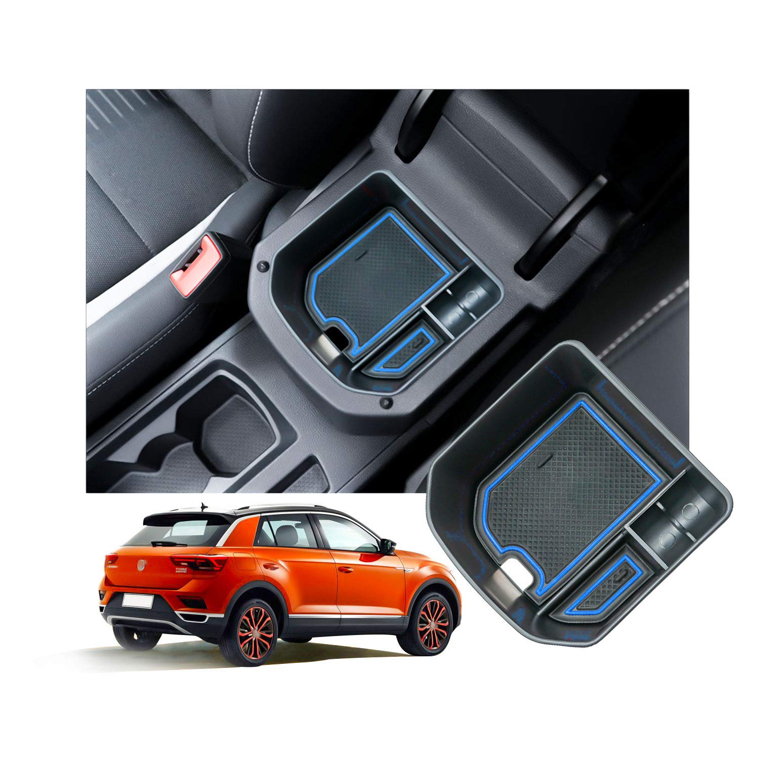 YEE PIN T Roc Center Console Armrest Box for T Roc SUV 2018 2019-2022 2023 Center Console Organizer ABS Materials Storage tray Storage Box Interior Accessories