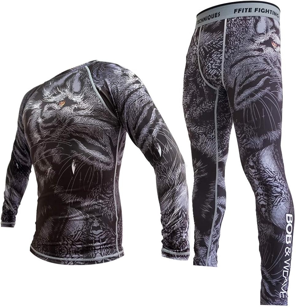 FFITE FIGHTING TECHNIQUES MMA Boxing Compression Pants Rashguard Sports Set Fitness Men Trousers Muay Thai Tight Fight Jersey