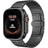 GROOBAL Titanium Band Compatible with Apple Watch Ultra 3/2/1 49mm Band for Men & Series 11/10 46mm, Grade 5 Titanium with DLC Coating for Ultra 3 Watch Band, Easy-Adjust Metal Band & Butterfly Clasp