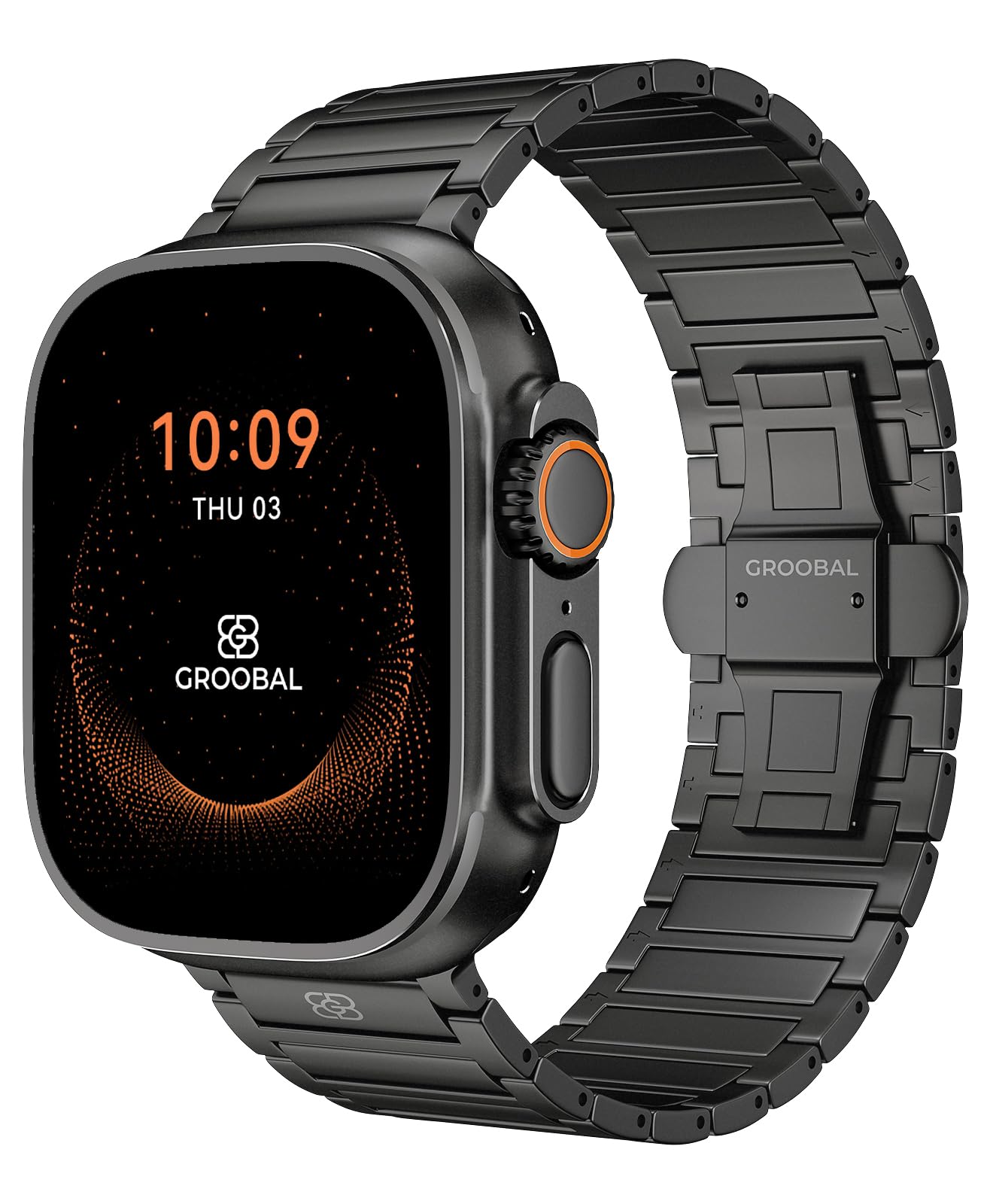 Photo 1 of GROOBAL Titanium Band Compatible with Apple Watch Ultra 3/2/1 49mm Band for Men & Series 11/10 46mm, Grade 5 Titanium with DLC Coating for Ultra 3 Band - Butterfly Clasp, Men Valentine's Gifts, Black