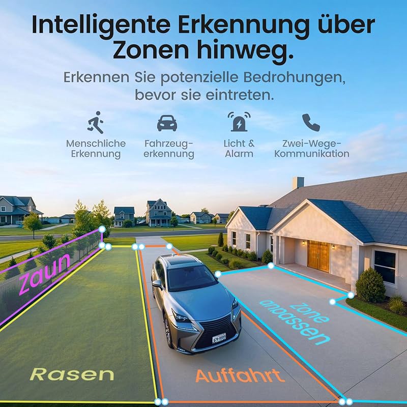 T2 Pro 3K Überwachungskamera Aussen, 4er-Kit Cam, 360° PTZ & KI