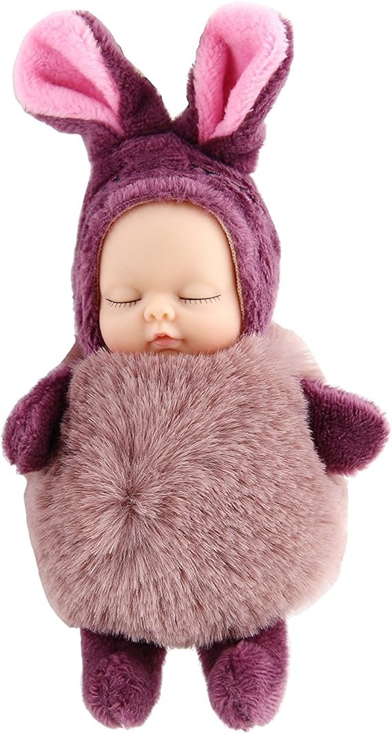 Amazon Co Jp 女性 女の子 可愛い 萌え かわいい赤ちゃん人形キーリング ソフトぬいぐるみボールキーホルダー ぬいぐるみ人形キーホルダー レディースバッグアクセサリー カーアクセサリー バッグ飾り ペンダント 紫 服 ファッション小物