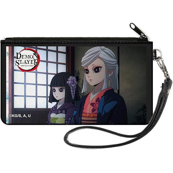 WANHONGYUE Herren Bifold Wallet Demon Slayer Anime Bild gedruckt Brieftaschen für Frauen mit 6 Slots 1 ID-Fenster Schwarz /15