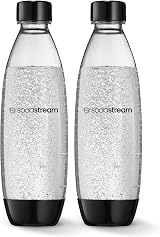 SodaStream 2x 1 Litre Dishwasher Safe Bottles for Spirit Terra Art Source Black