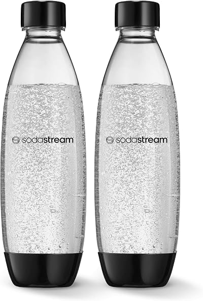 SodaStream 2x 1 Litre Dishwasher Safe Bottles for Spirit Terra Art Source Black