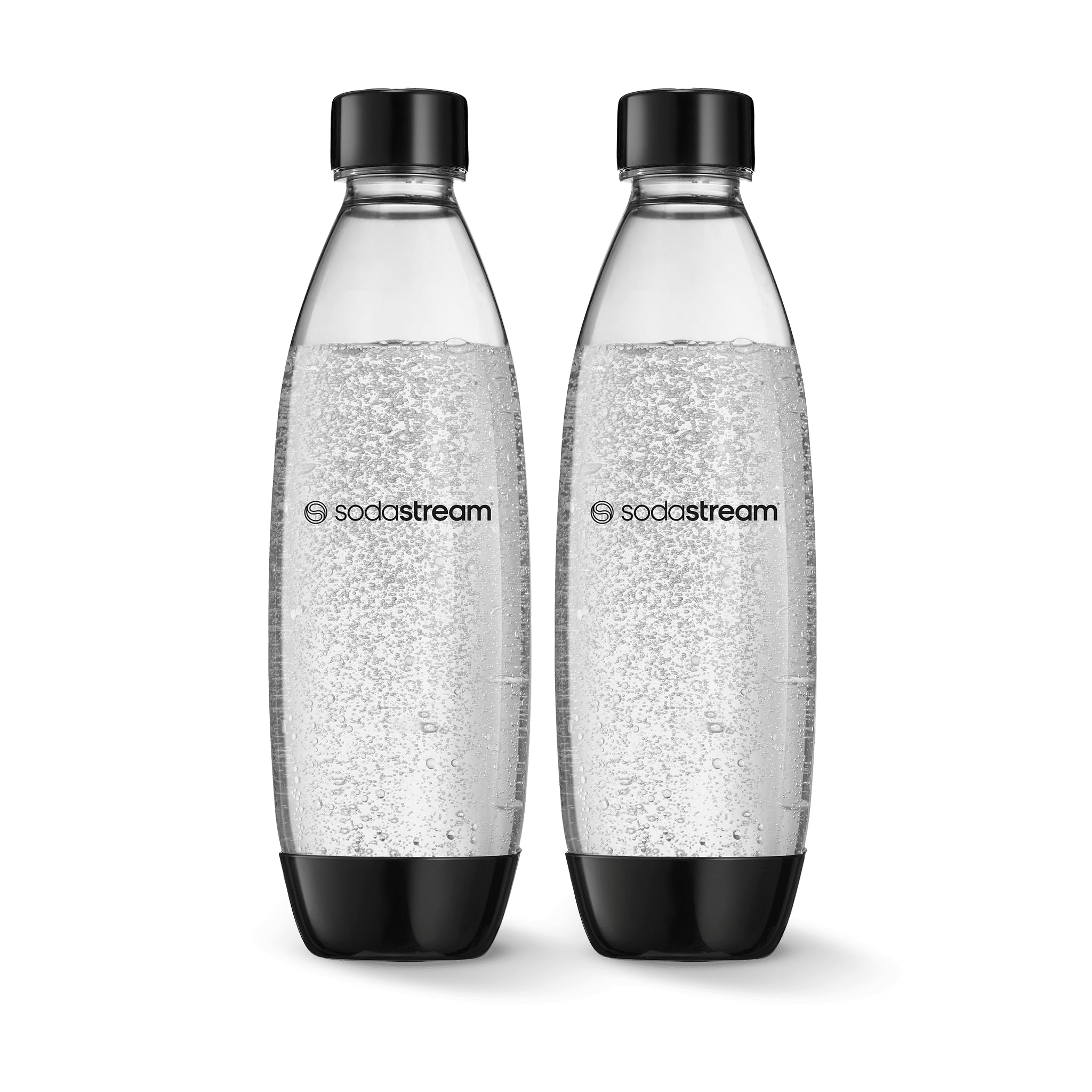 sodastream Twin Pack Fuse Carbonating Water Bottles 1 Litre, for Sparkling Water Maker, BPA Free, for Spirit, Spirit One Touch, Power, Play, Source, 2 x Reusable & Refillable Bottles (Black)