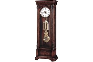 Howard Miller Trieste Floor Clock, Distressed Wood Finished Bezel with Triple Chimes Movement Lockable Glass Door, Vertical Grandfather Timepiece Home Decor for Bedroom, Office Floor Mount