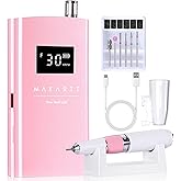 Makartt Portable Nail Drill for Beginner &amp; Nail Tech: 30000RPM E-File, Pink | Stepless Control, 8.5H 3000mAh Battery, F&amp;R Rotation, Quiet Under 40dB, LCD, Acrylic &amp; Gel Removal, Home Travel Friendly