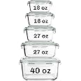 Razab 10 Pcs Glass Food Storage Containers with Lids – 40, 27, 17 Oz | Airtight Glass Storage Containers, BPA-Free meal prep containers reusable glass - Leakproof Kitchen Containers for Organizing