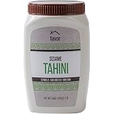 Tavor Natural Tahini Paste 1lb - Toasted Ground Sesame Seeds, Raw &amp; Natural Smooth Sauce, For Hummus Recipes &amp; Vegan-Friendly Meals - Non-GMO, Dairy, Soy, &amp; Gluten-Free - Kosher Certified, (1 Pack)
