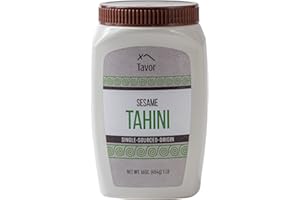 Tavor Natural Tahini Paste 1lb - Toasted Ground Sesame Seeds, Raw & Natural Smooth Sauce, For Hummus Recipes & Vegan-Friendly Meals - Non-GMO, Dairy, Soy, & Gluten-Free - Kosher Certified, (1 Pack)