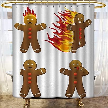 Amazon Com Anhounine Gingerbread Man Shower Curtain Collection By