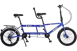 petolovty Tandem Bike - City Tandem Folding Bicycle, Foldable Tandem Adult Beach Cruiser Bike Adjustable 7 Speeds, 2-Seater, CE FCC CCC