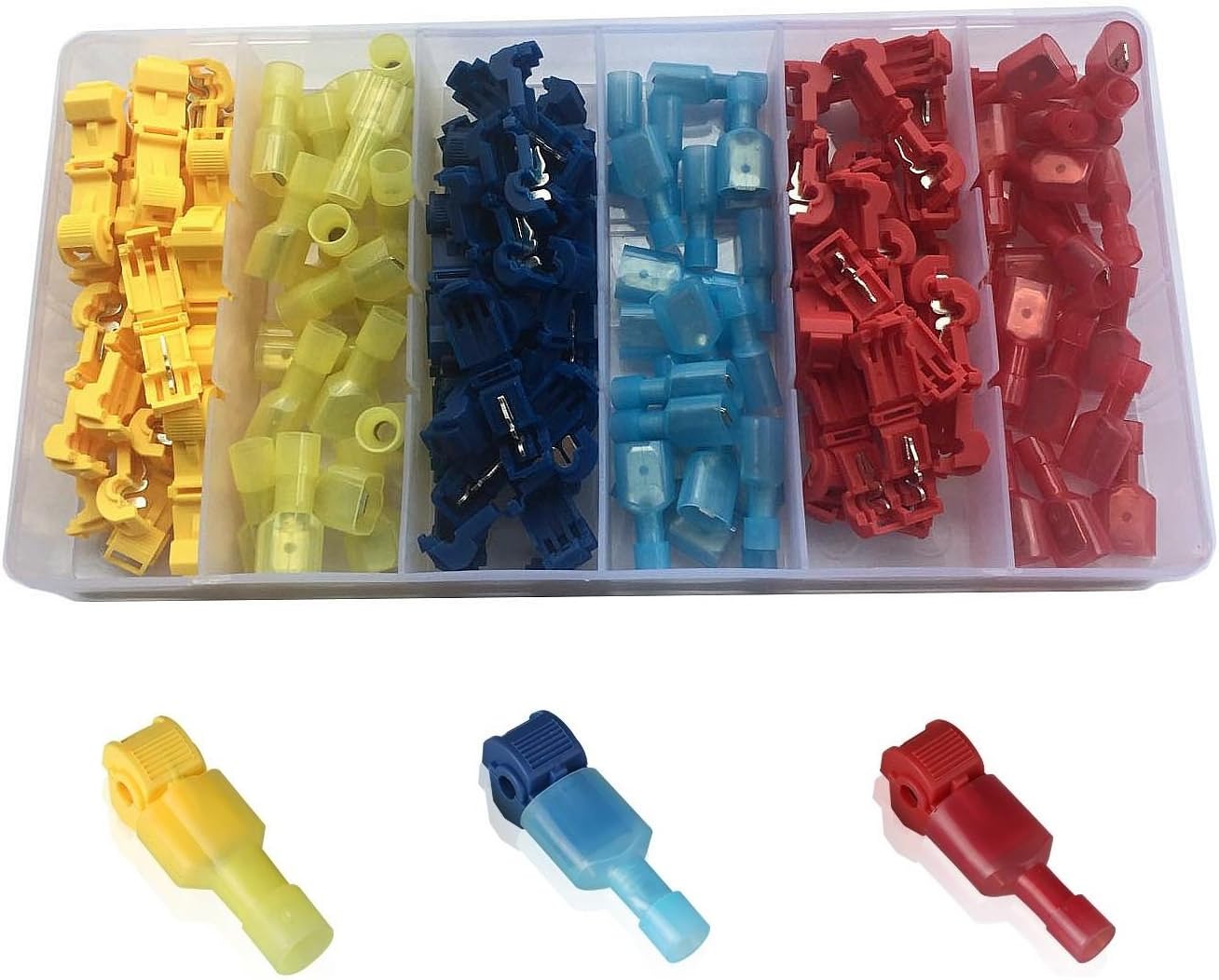 YIYATOO 120pcs T-Tap Wire Splice Connectors Kit,Quick Self-Stripping Splice with Solderless Terminals