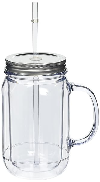 Packung mit 4 Double Wall Plastic Mason Jar Trinken Gläser 16 Unzen/470ml von bar@drinkstuff | SAN Kunststoff-TrinkgläserJars