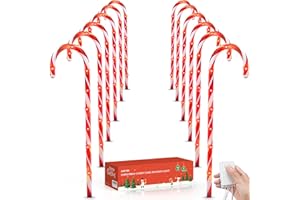 Luditek 24" Christmas Candy Cane Lights Outdoor Pathway - 8 Blinking Modes - Set of 12 Christmas Outdoor Outside Decorations Lights Indoor Holiday Xmas Yard Patio Walkway Garden Decor