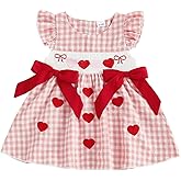 MoZiKQin Toddler Baby Girl Easter Outfit Bunny Embroidery Smocked Dress Ruffle Sleeve Plaid Dress Cute Easter Clothes