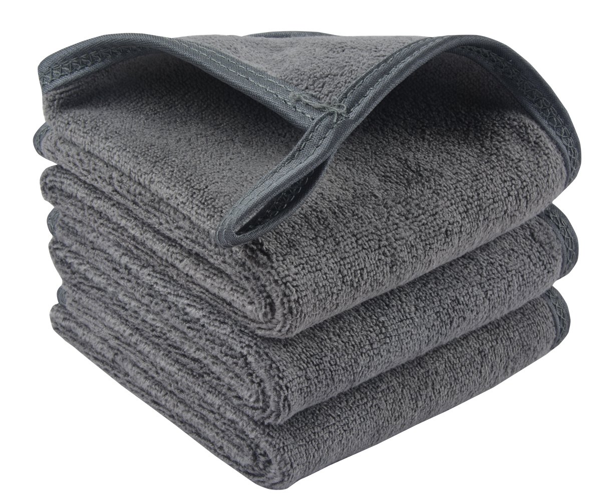 Sunland Microfiber Makeup Remover Cloths Reusable Facial Cleaning Towel Ultra Soft Washcloths 8inchx16inch Grey 3 Pack