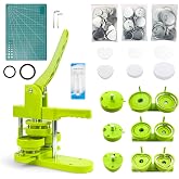 Button Maker Machine Multiple Sizes 2.25in+3in+2.24in Heart-Shaped (58/75mm/Heart), 3 in 1 Badge Press Machine with 60pcs Metal Button Parts &amp; Circle Cutter &amp; Cutting Mat for Pin Maker
