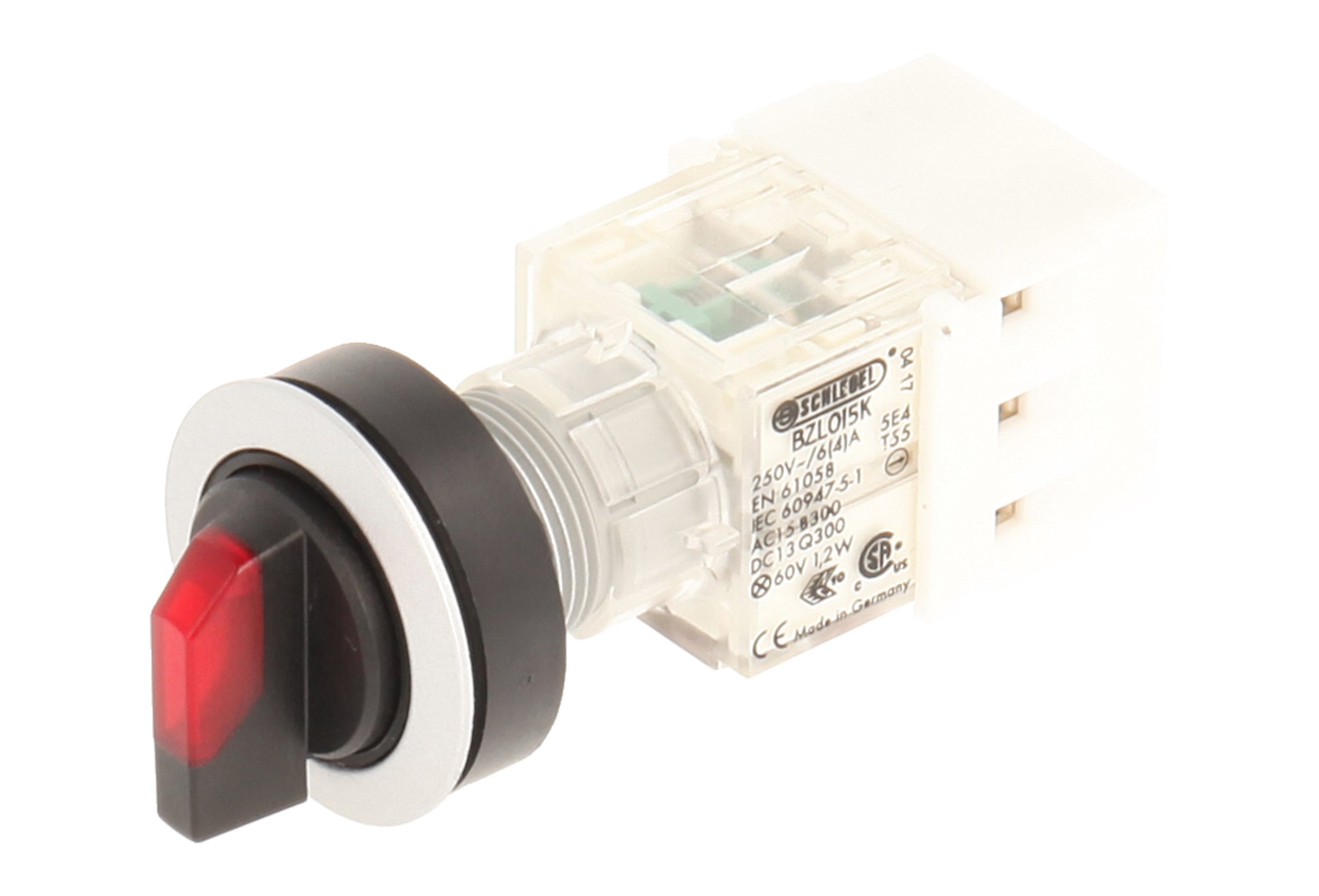 Club 23.001.234 rastend Light Selector, Latching, 3 Positions Momentary Contact Transmitter 1 Closer + 1 opener with Bulb Socket t5,5 K LED 24 V, SCREW ON, RED/SILVER (Pack of 2)