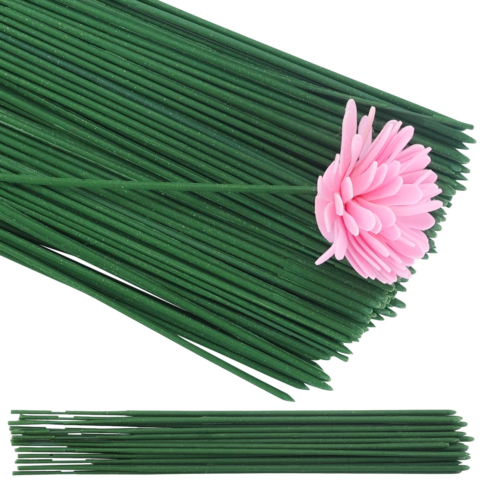 110 Pcs Plastic Floral Stem Artificial Rods Green Wire Sticks for DIY Crafts Bouquet (6.7 inch/17 cm, Green)