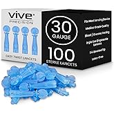 Vive Easy-Twist Lancets for Diabetes Blood Sugar Extraction Testing, - 30 Gauge Single Use Disposable Finger Pricker Needle P