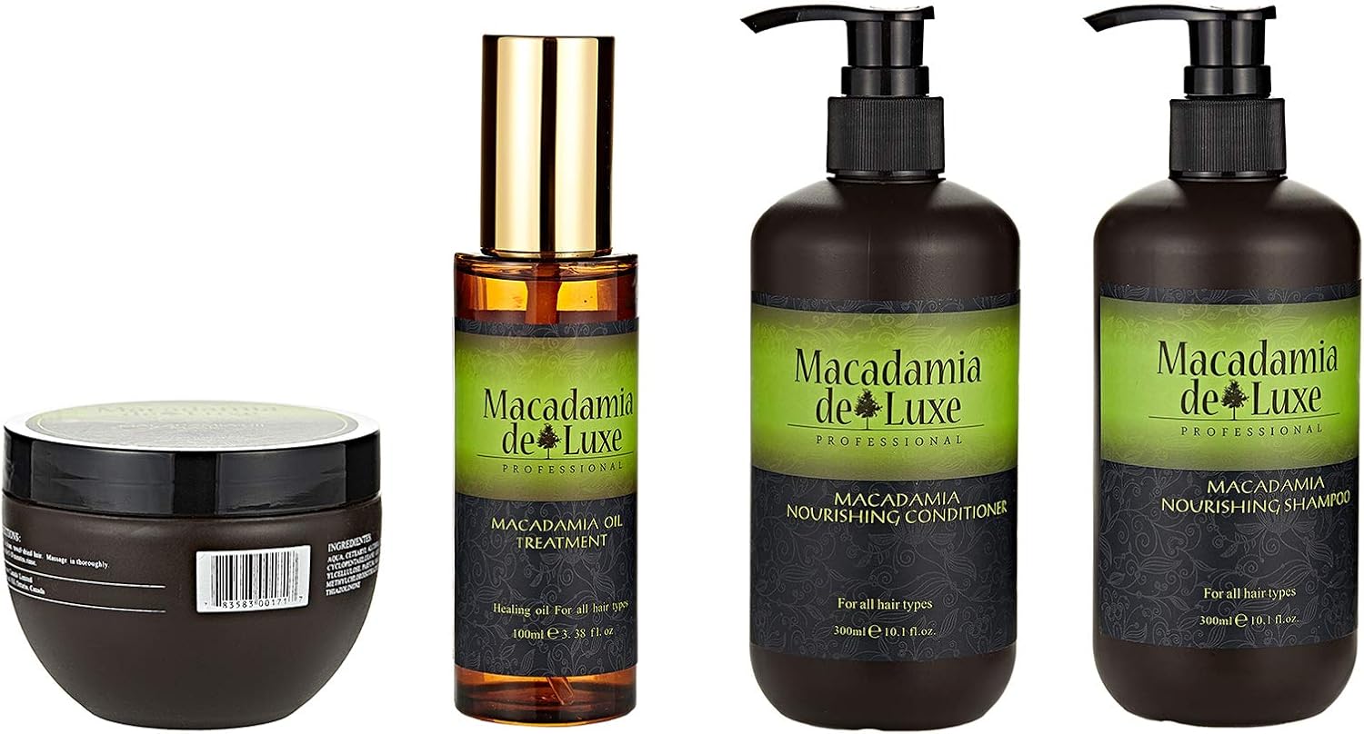Macadamia De Luxe Kit Set, Shampoo, Conditioner, Hair Oil Mask and