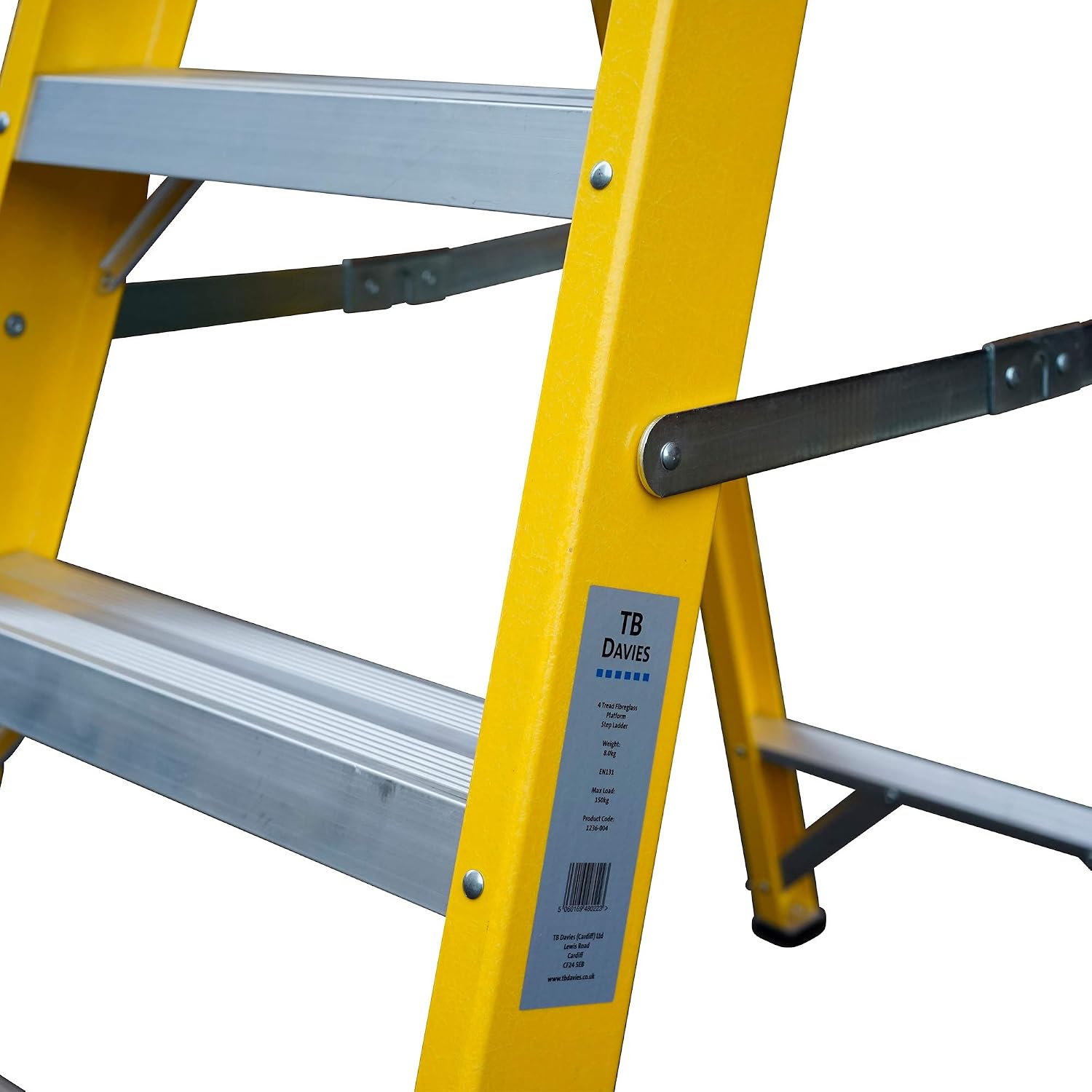 TB Davies 1236-004 Trade Electrician Platform Step Ladders, 4 Tread, Platform Height 1.0m, GRP Fibreglass, Built-in Tool Tray - Image 4