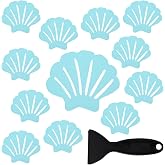 Secopad 12PCS Shell Non Slip Bathtub Stickers with Scraper, Blue | Original Large Anti-Slip Treads, Comfortable PEVA Material, Strong Adhesive, Easy to Use, For Bath Tubs, Showers &amp; Stairs