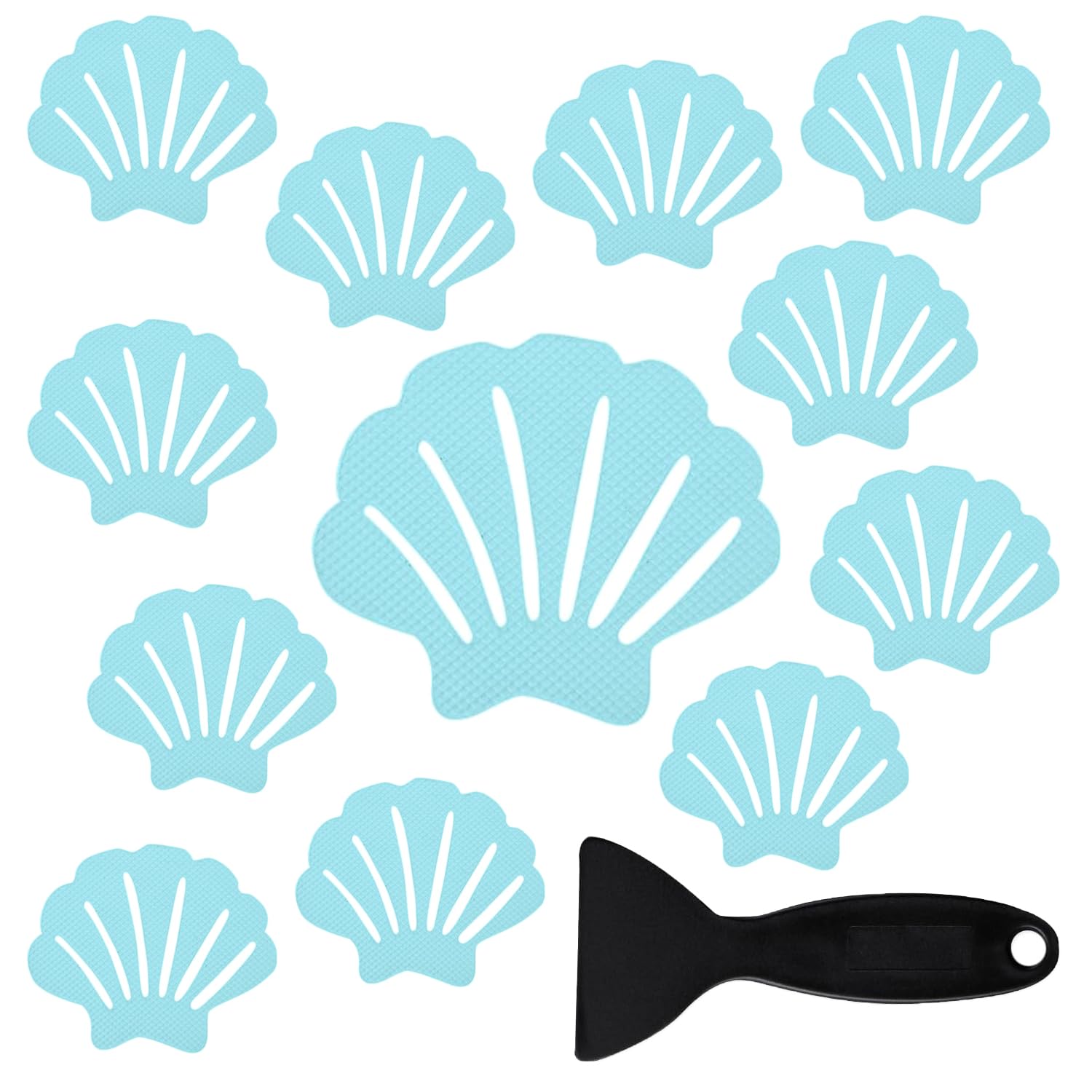 Secopad Bathtub Stickers Non-Slip, 36 PCS River-Mussel Safety Shower Treads Adhesive Appliques with Premium Scraper