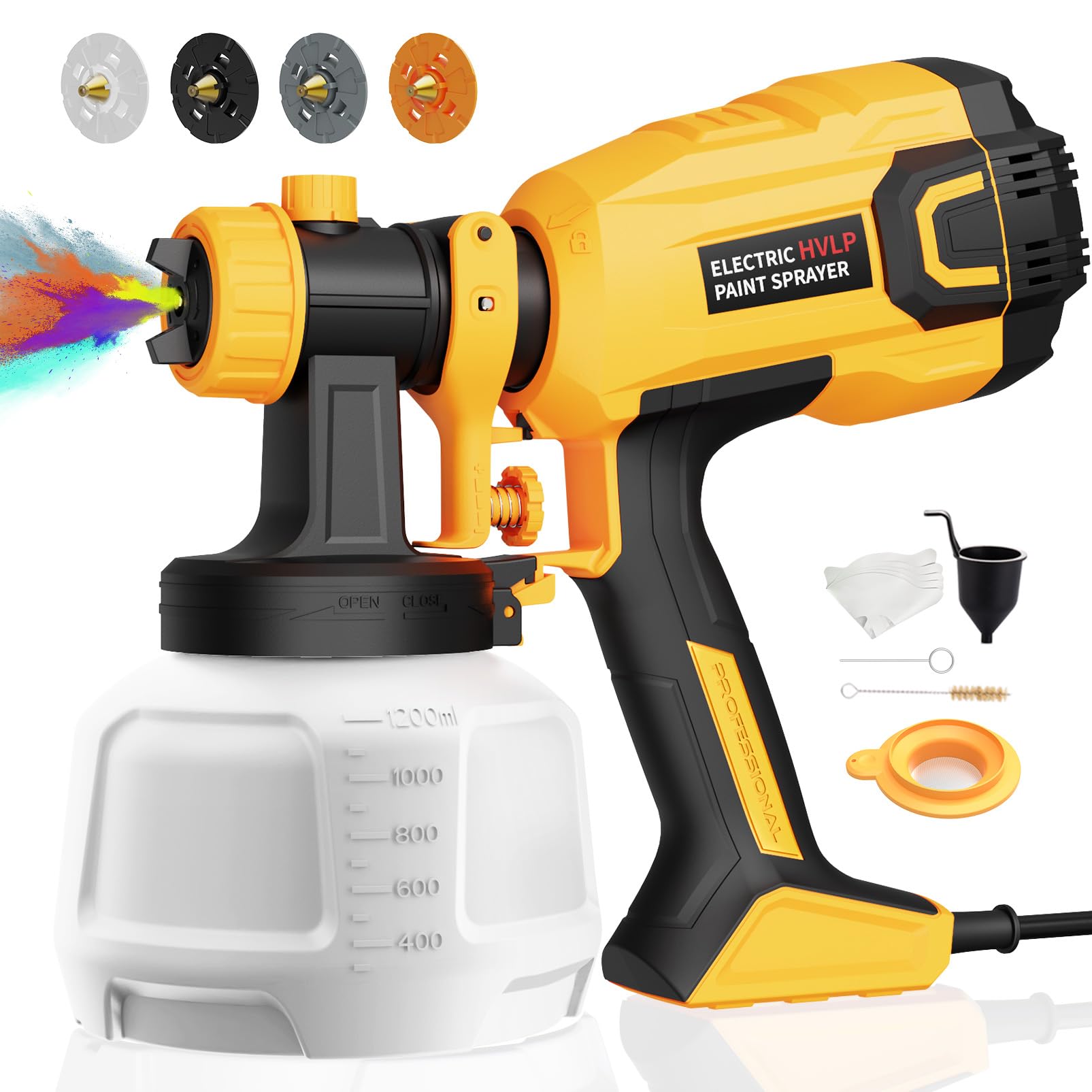 Photo 1 of Paint Sprayer 700W HVLP High Power Electric Spray Paint Gun with Adjustable Spray Width Knob, 40 Fl Oz Container, 4 Nozzles & 3 Patterns, Easy to Clean, for Furniture, House, Fence, Walls, Etc.