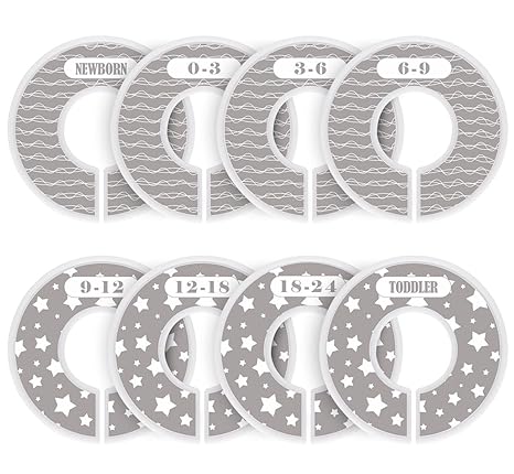 Set Of 8 Baby Wardrobe Dividers Round Plastic Nursery Closet