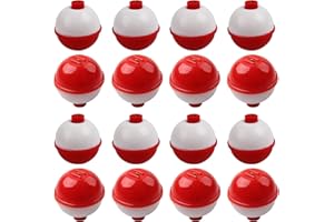 VATEICO Fishing Folats Bulk Hard ABS Bobbers Snap-on Floats Push Button Round Buoy Float Bobbers for Crappie Panfish Walleyes Red and White 0.75"/1"/1.25"/1.5"/2"