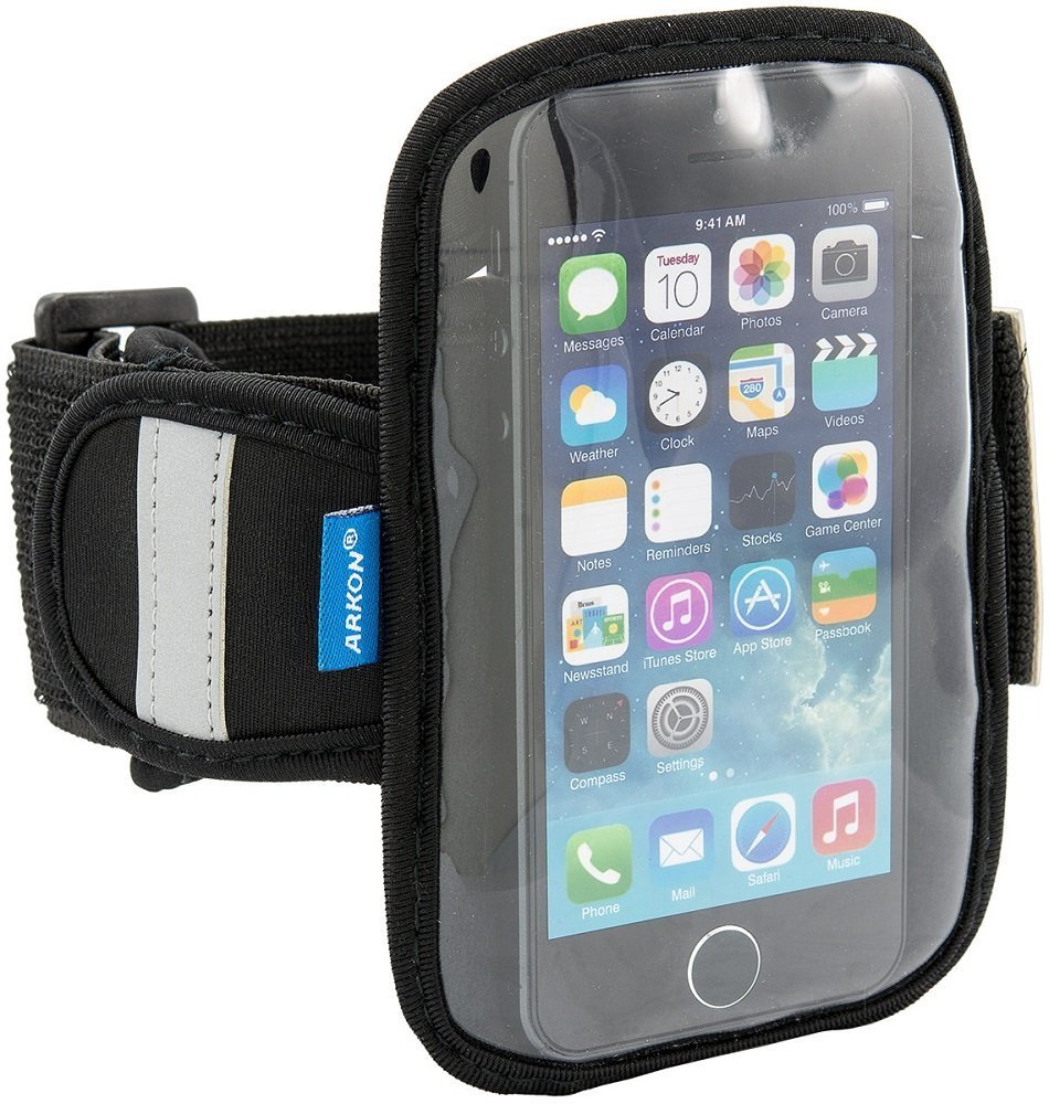 ARKON Sports iPod Touch 6th Generation (6G) and Smartphones up to 5” height Exercise & Running MP3 Player Armband Case with Reflective Band (Black)