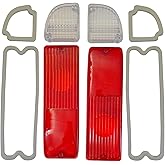 KYYET Pair Rear Tail Brake Light Reverse Back Lamp Lenses with Gaskets Compatible with 1967-1972 Chevy Truck (Red & Clear Lens)