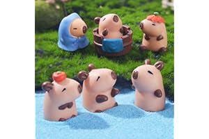 LONCESS Capybaras Figures, Mini Capybaras Fairy Garden Accessories, Miniature Capybaras Ornament for Micro Landscape, Bonsai Decoration, Birthday Cake Topper, Fairy Wild Garden Supplies, Car Decor, 7 Pcs