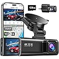REDTIGER 4K Dash Cam Front and Rear with STARVIS 2, 5.8GHz Wi-Fi Dash Camera for Cars, 128GB Card Included, GPS, 3.18”IPS Scr