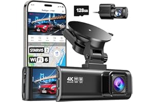 REDTIGER 4K Dash Cam Front and Rear with STARVIS 2, 5.8GHz Wi-Fi Dash Camera for Cars, 128GB Card Included, GPS, 3.18”IPS Scr