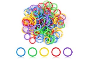 XINJODUZ 100Pcs Binder Rings Book Rings Plastic Binder Rings Loose Leaf Binder Rings Small Binder Rings 1 Inch Circle Clips Rings 1 Inch Multi-Color Plastic Book Rings for Work School Home 5 Colors