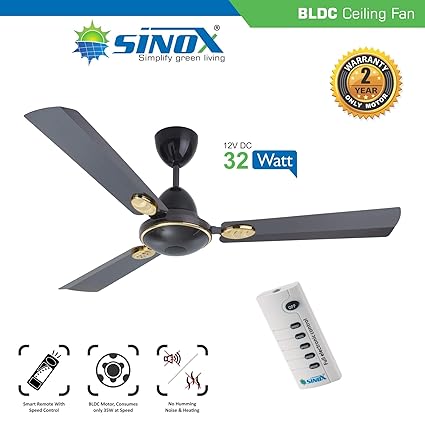 Buy 12 Volt Dc Bldc Ceiling Fan Metallic Color 1200mm Dark Grey