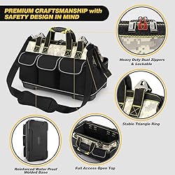 15 Inch Open Top Tool Tote Bag with Hard