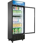 Frostvale 15 Cu. Ft. Commercial Beverage Refrigerator with Glass Door | Display Refrigerator, Upright Merchandiser Cooler, Lighted Header, 36-47&deg;F Fan Cooling, Auto Defrost, Adjustable Shelves, ETL